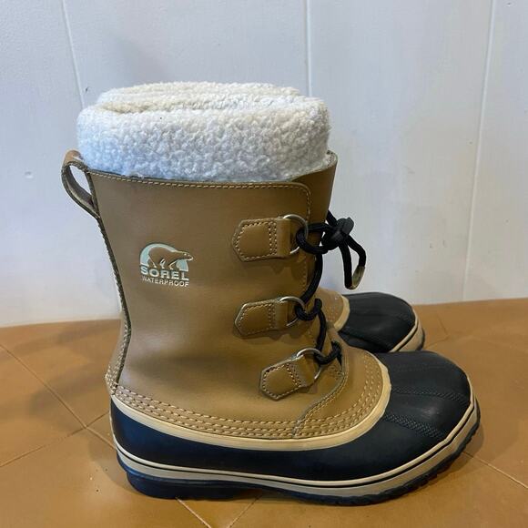 Sorel Sherpa Lined Waterproof Brown Lace-Up Duck Snow‎ Boots Women’s Size 5 - Picture 2 of 5